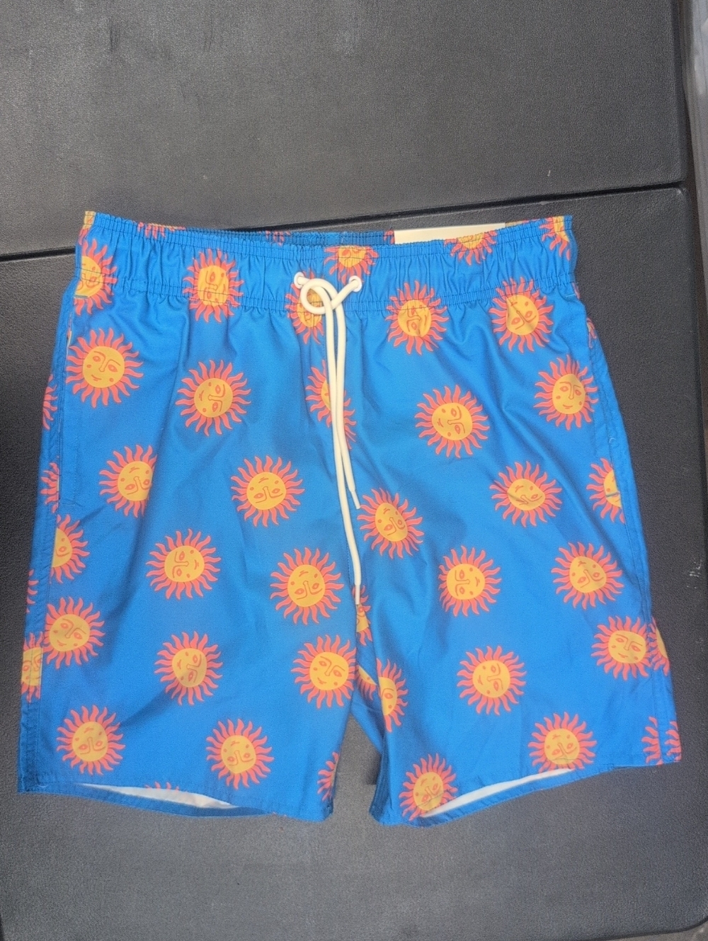 Men's Arizona Blue Swim Trunks with Orange Sun Motif Size S